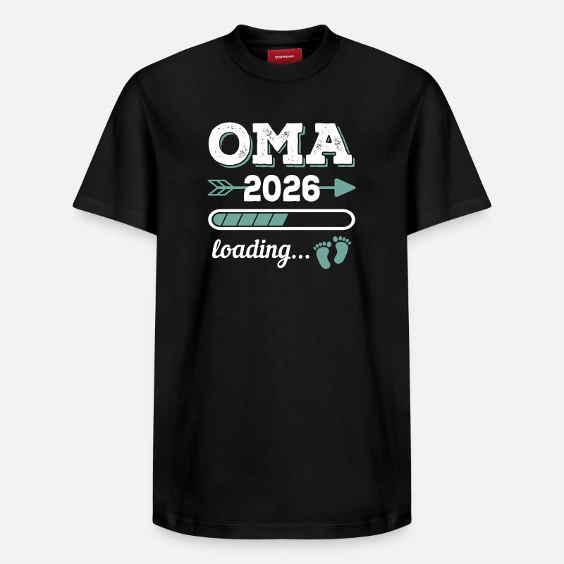 Oma 2026 Loading Werdende Großmutter Geschenkidee - Relaxed Unisex Supima Cotton T-Shirt – von SPREAD - Schwarz