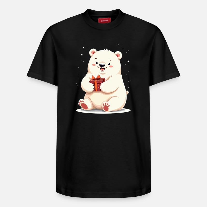 Niedlicher Eisbär mit Geschenkillustration - Relaxed Unisex Supima Cotton T-Shirt – von SPREAD - Schwarz