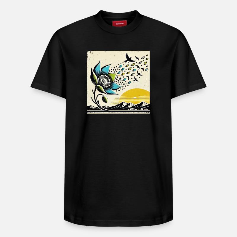 Migration des oiseaux - T-shirt unisexe décontracté en coton Supima – de SPREAD - noir