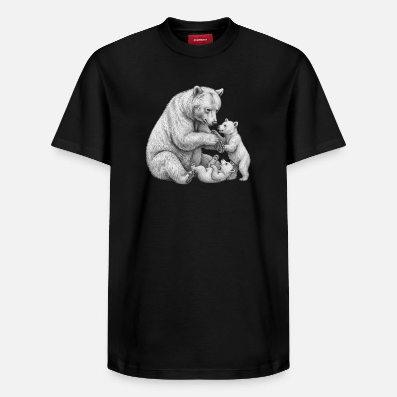 Ours et ses petits - T-shirt unisexe décontracté en coton Supima – de SPREAD - noir