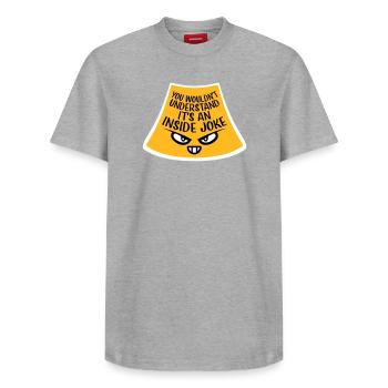 You Wouldn't Understand It's An Inside Joke Spruch - Relaxed Unisex Supima Cotton T-Shirt – von SPREAD - Grau meliert - Vorne - AI Model Female 172 dark (172cm) & AI Model Male 185 dark (185cm)