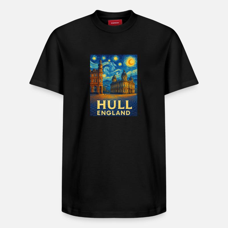 Hull, Angleterre - T-shirt unisexe décontracté en coton Supima – de SPREAD - noir