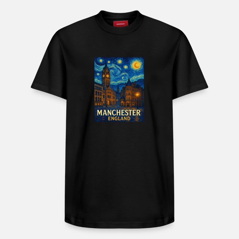 Manchester, Angleterre - T-shirt unisexe décontracté en coton Supima – de SPREAD - noir