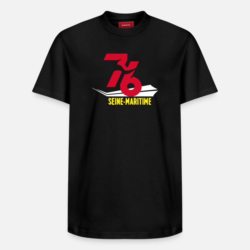 Emblème 76 Seine-Maritime Stylisé - T-shirt unisexe décontracté en coton Supima – de SPREAD - noir