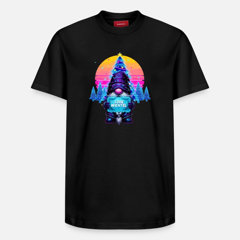 Cyberpunk Code Wichtel - Synthwave Xmas Nerd - Relaxed Unisex Supima Cotton T-Shirt – von SPREAD - Schwarz