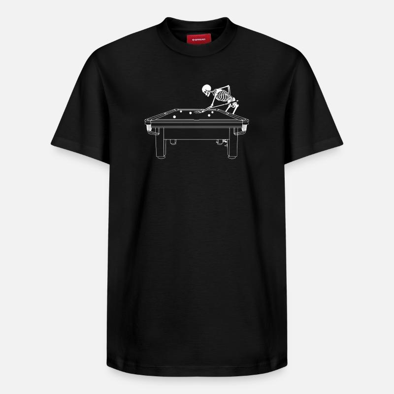 Le squelette joue au snooker - T-shirt unisexe décontracté en coton Supima – de SPREAD - noir