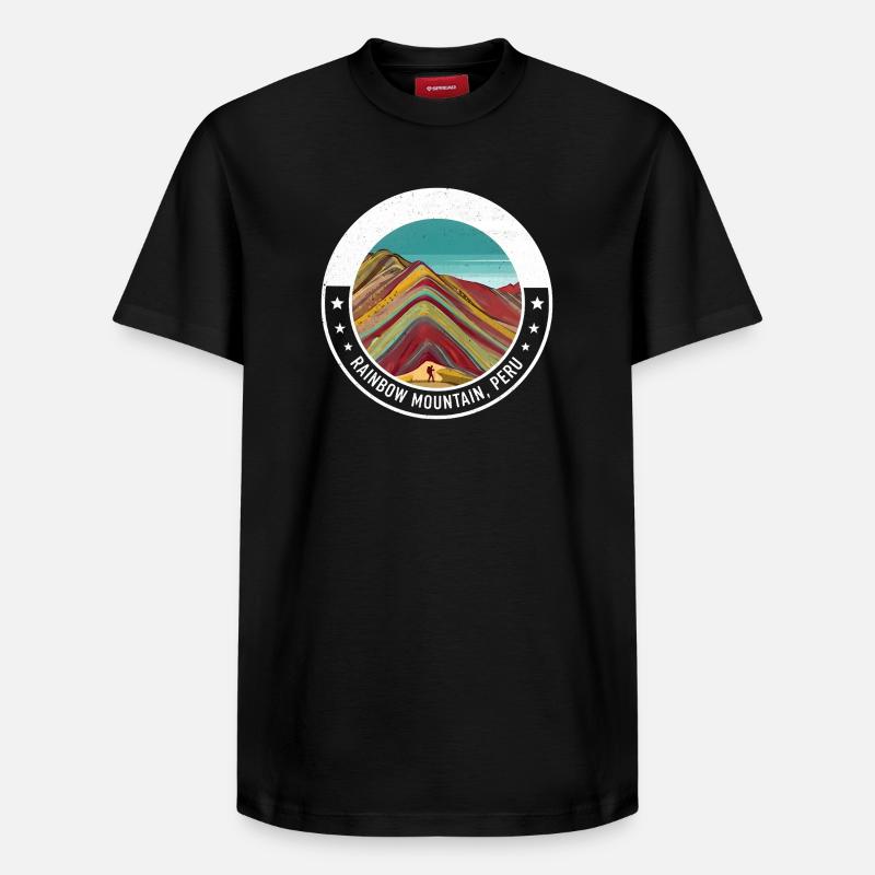 Regenbogenberg Peru Farbexplosion - Relaxed Unisex Supima Cotton T-Shirt – von SPREAD - Schwarz