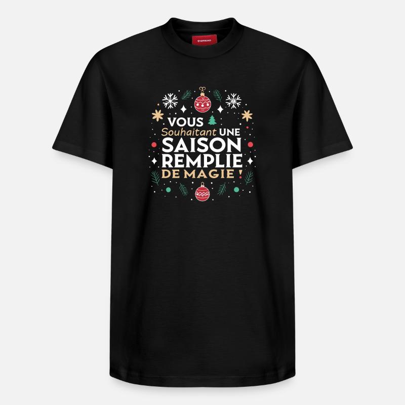 Saison magique de Noël - T-shirt unisexe décontracté en coton Supima – de SPREAD - noir