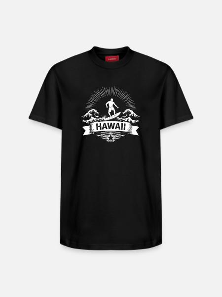 Hawaii Surfer Surfer on Pacific Wave - Relaxed Unisex Supima Cotton T-Shirt – by SPREAD - black