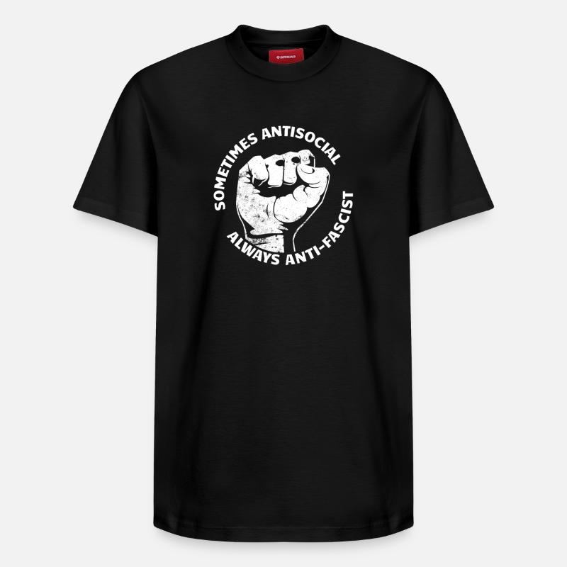 Parfois antisocial, toujours antifasciste - T-shirt unisexe décontracté en coton Supima – de SPREAD - noir