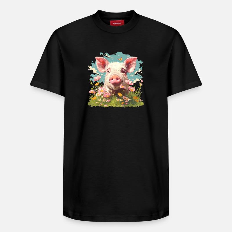 Cochon Cochon - T-shirt unisexe décontracté en coton Supima – de SPREAD - noir