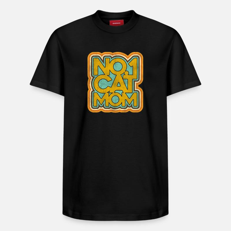 Katze Mama Nummer Eins Retro Abzeichen - Relaxed Unisex Supima Cotton T-Shirt – von SPREAD - Schwarz