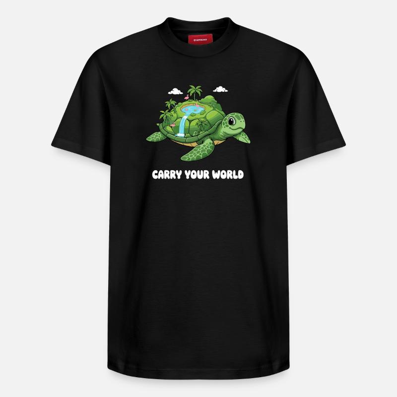 Tortue insulaire avec cascade - T-shirt unisexe décontracté en coton Supima – de SPREAD - noir
