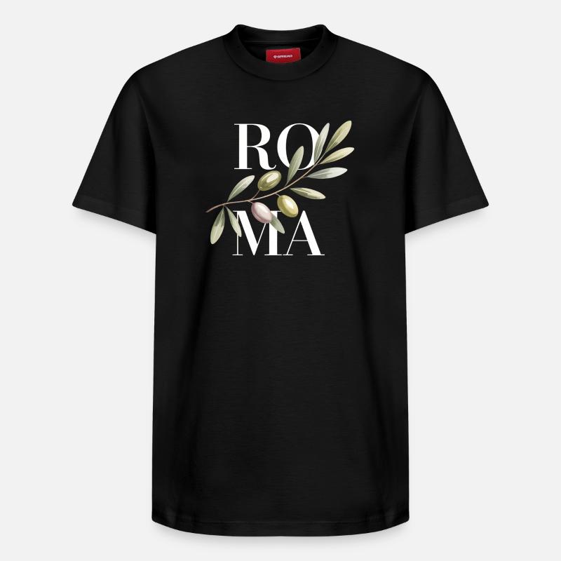 ROMA – Rameau d’Olivier - T-shirt unisexe décontracté en coton Supima – de SPREAD - noir