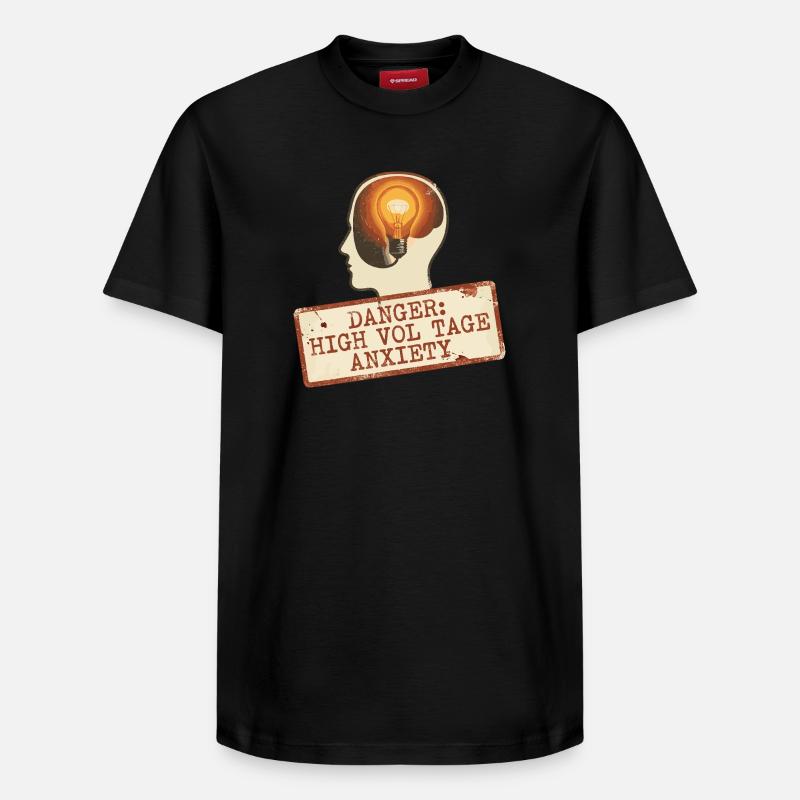 Panneau d’alerte d’anxiété à haute tension - T-shirt unisexe décontracté en coton Supima – de SPREAD - noir