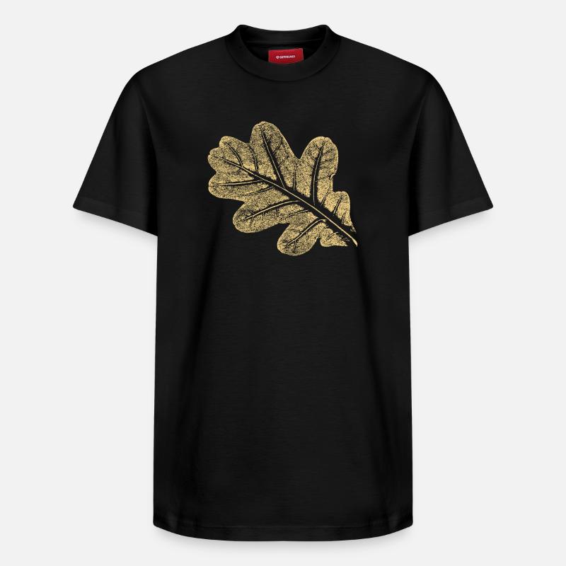 Blatt - Eiche / Botanik & Natur - Relaxed Unisex Supima Cotton T-Shirt – von SPREAD - Schwarz