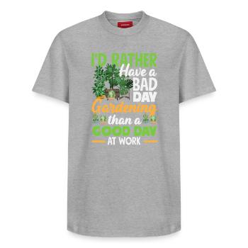 Garten- Und Pflanzenliebhaber Geschenke - Relaxed Unisex Supima Cotton T-Shirt – von SPREAD - Grau meliert - Vorne - AI Model Female 172 dark (172cm) & AI Model Male 185 dark (185cm)