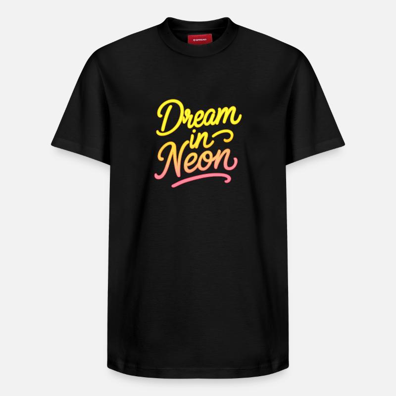 Rêve en écriture néon néon - T-shirt unisexe décontracté en coton Supima – de SPREAD - noir