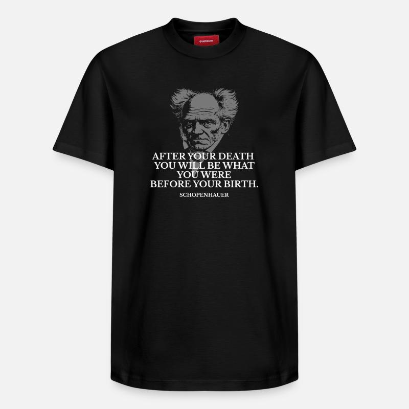 Citation de naissance et décès de Schopenhauer - T-shirt unisexe décontracté en coton Supima – de SPREAD - noir