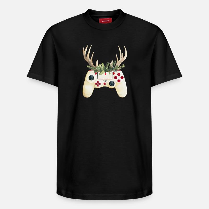 Weihnachtscontroller mit Hirschgeweih - Relaxed Unisex Supima Cotton T-Shirt – von SPREAD - Schwarz