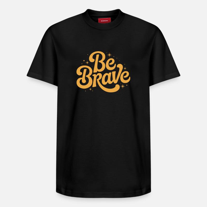 Be Brave Script Emblem - Relaxed Unisex Supima Cotton T-Shirt – von SPREAD - Schwarz