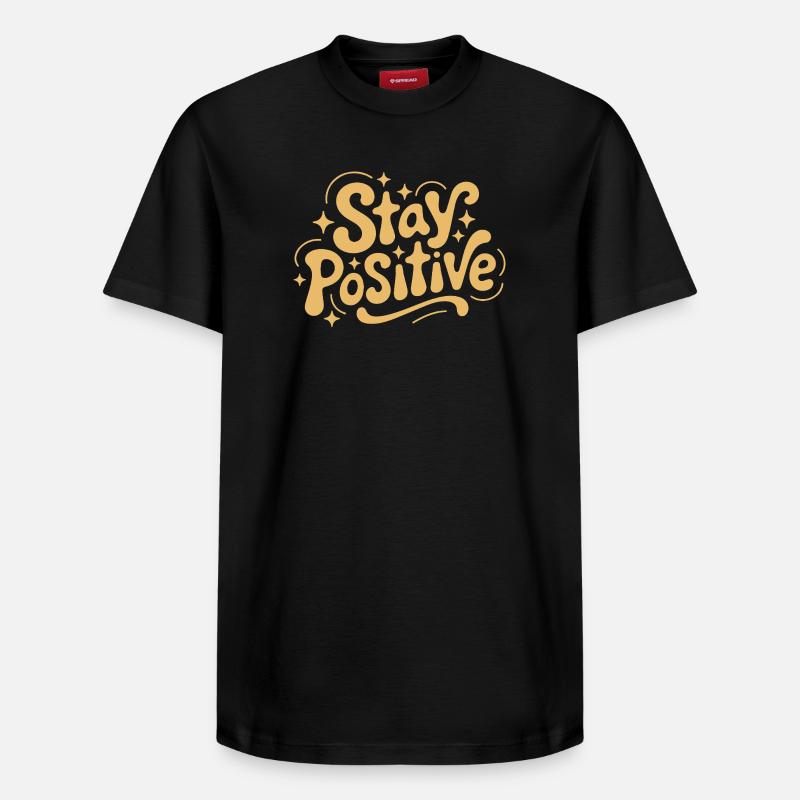 Reste positif, Retro Doodle - T-shirt unisexe décontracté en coton Supima – de SPREAD - noir
