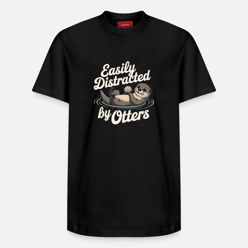 Easily Distracted by Otters - Relaxed Unisex Supima Cotton T-Shirt – von SPREAD - Schwarz