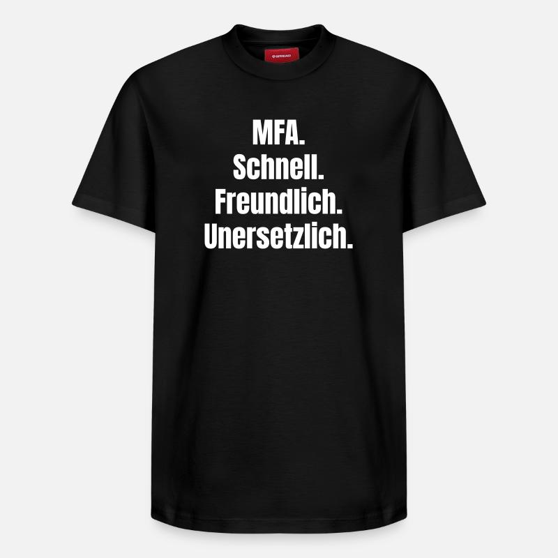 MFA: Fast, friendly, irreplaceable - Relaxed Unisex Supima Cotton T-Shirt – by SPREAD - black
