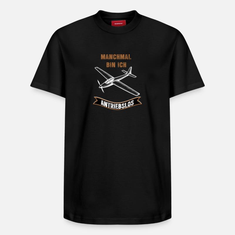 Manchmal Bin Ich Antriebslos Flugzeug - Relaxed Unisex Supima Cotton T-Shirt – von SPREAD - Schwarz
