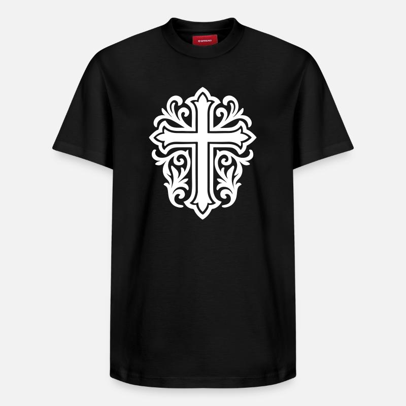 Symbole de croix chrétien - T-shirt unisexe décontracté en coton Supima – de SPREAD - noir