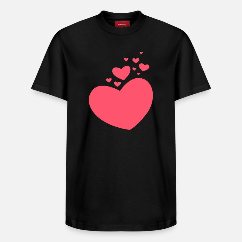Petits et grands cœurs - T-shirt unisexe décontracté en coton Supima – de SPREAD - noir
