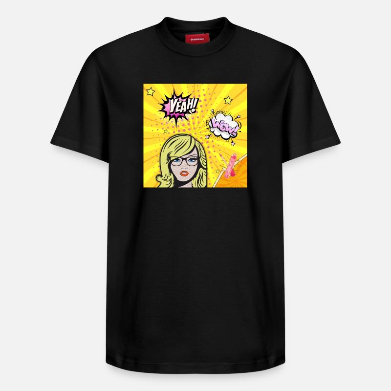 Pop art wow - T-shirt unisexe décontracté en coton Supima – de SPREAD - noir