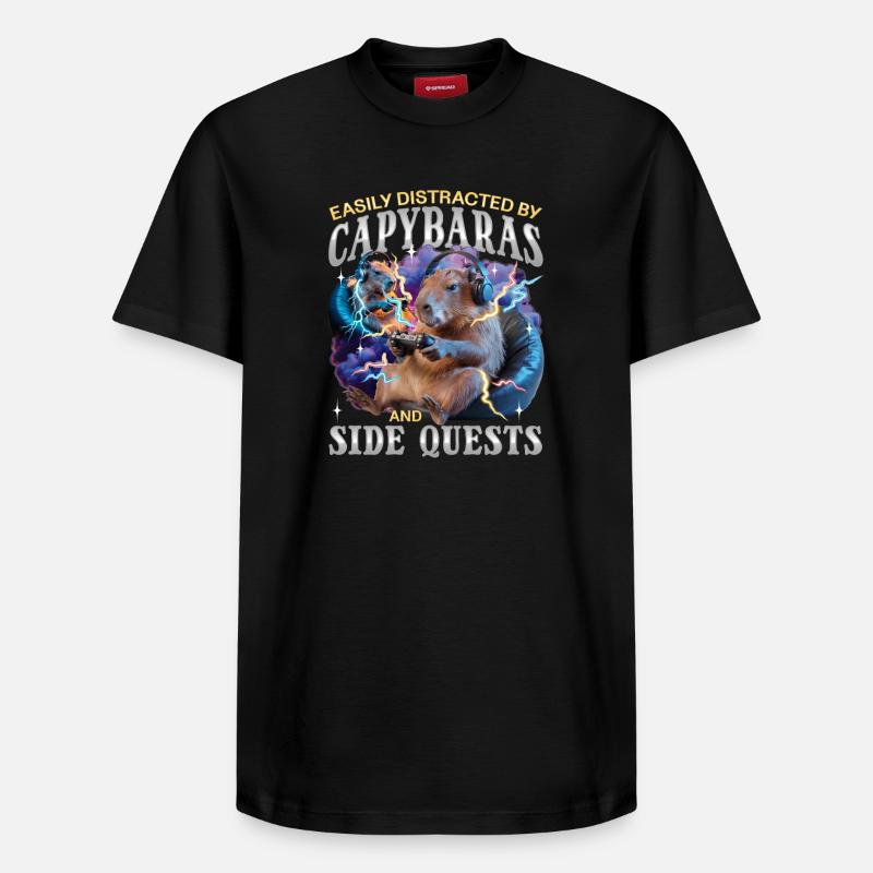 Joueur Drôle de Capybara - T-shirt unisexe décontracté en coton Supima – de SPREAD - noir