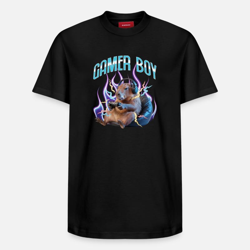 Joueur Drôle de Capybara - T-shirt unisexe décontracté en coton Supima – de SPREAD - noir