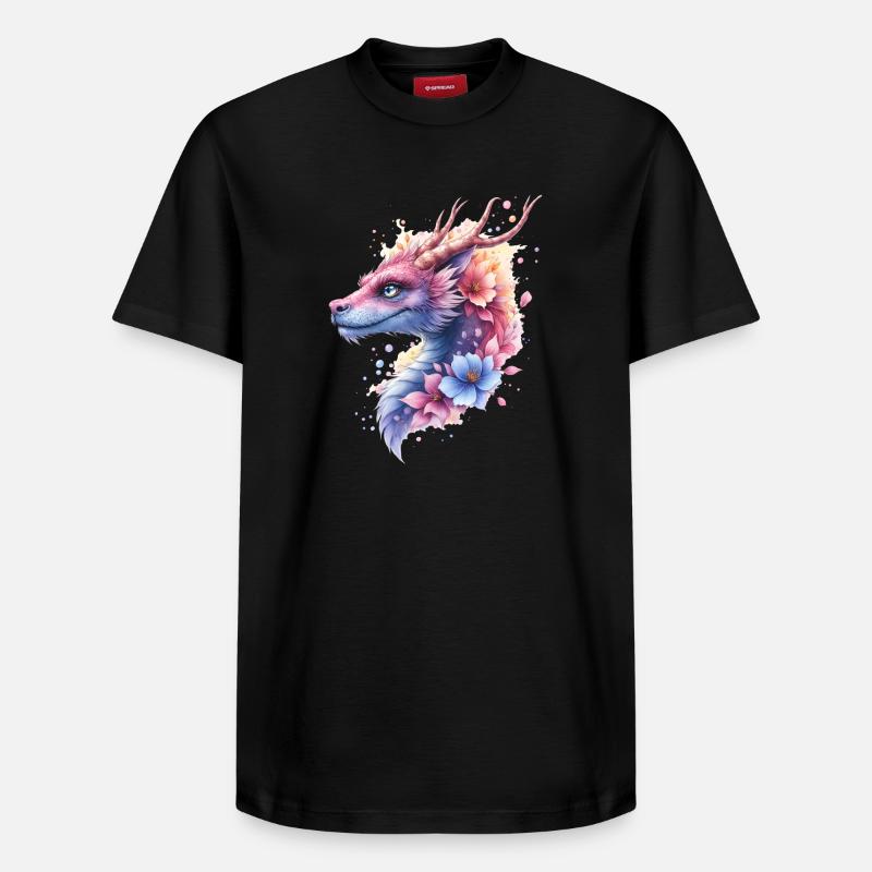 Dragon Fleur Bleu - T-shirt unisexe décontracté en coton Supima – de SPREAD - noir