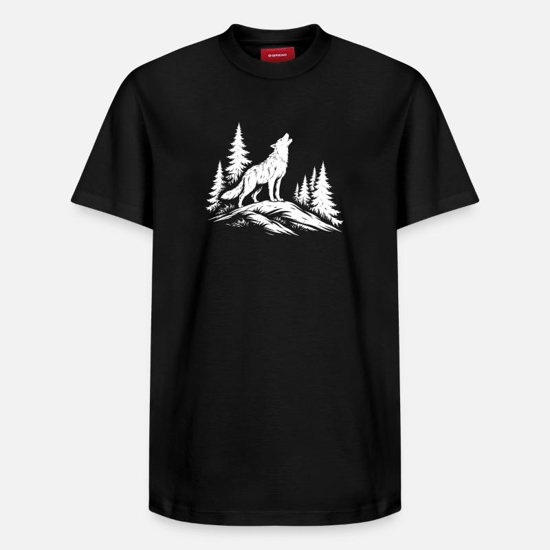 Heulender Wolf - Relaxed Unisex Supima Cotton T-Shirt – von SPREAD - Schwarz