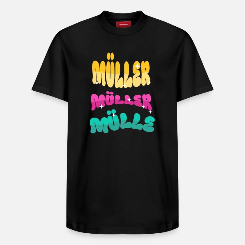 Nom de famille Müller - T-shirt unisexe décontracté en coton Supima – de SPREAD - noir