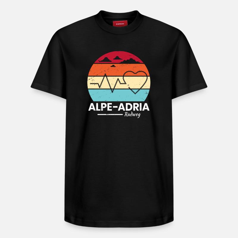 Vélo Alpe-Adria - T-shirt unisexe décontracté en coton Supima – de SPREAD - noir