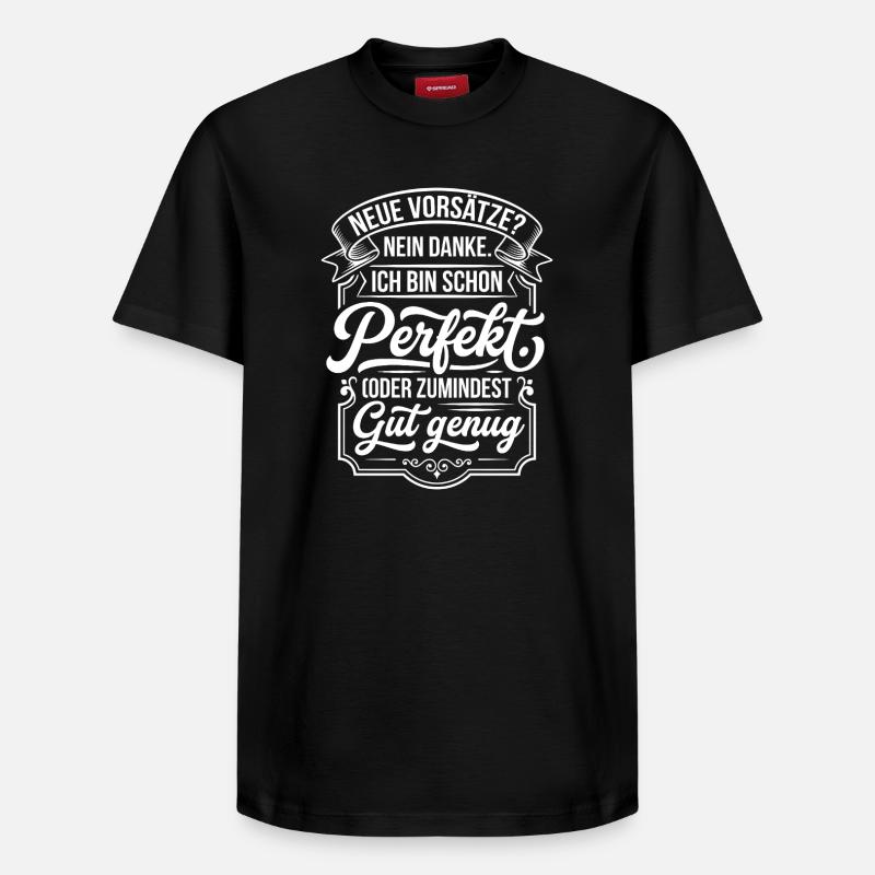Perfekt oder gut genug Neujahrsscherz - Relaxed Unisex Supima Cotton T-Shirt – von SPREAD - Schwarz