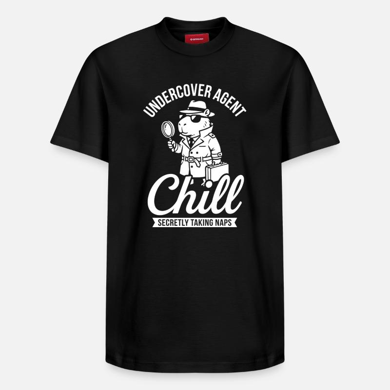 Undercover Agent Chill – Capybara - Relaxed Unisex Supima Cotton T-Shirt – von SPREAD - Schwarz