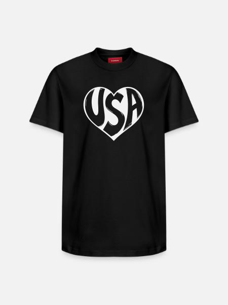 Heart USA Typo - Relaxed Unisex Supima Cotton T-Shirt – by SPREAD - black