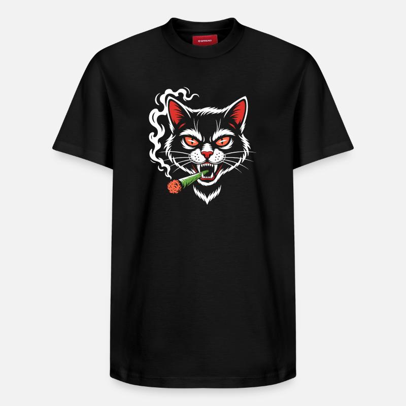 Wütige Katze mit Joint - Relaxed Unisex Supima Cotton T-Shirt – von SPREAD - Schwarz