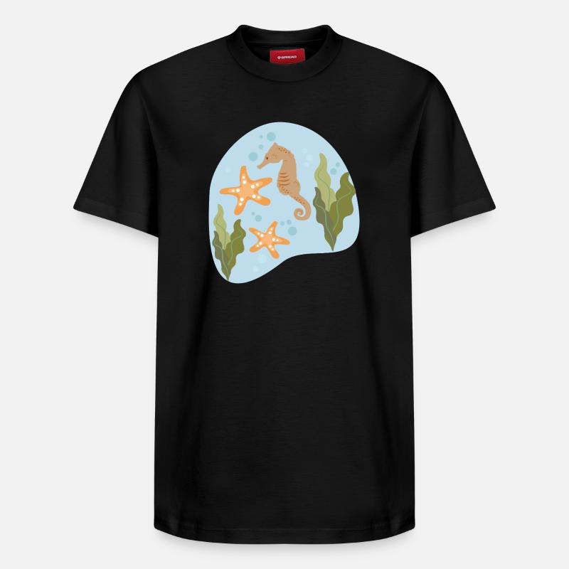 Hippocampe - T-shirt unisexe décontracté en coton Supima – de SPREAD - noir