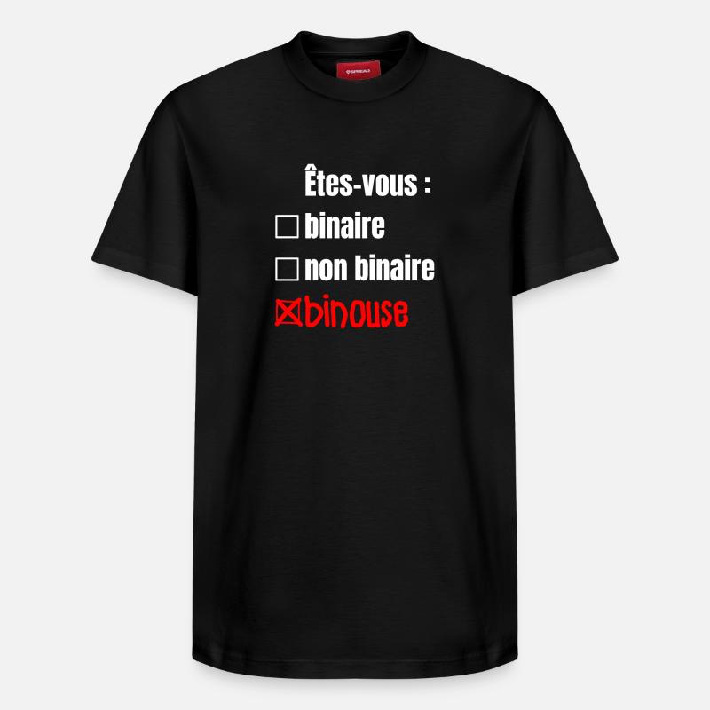 ARE YOU BINARY, NON-BINARY, BINOUSE! - Relaxed Unisex Supima Cotton T-Shirt – by SPREAD - black