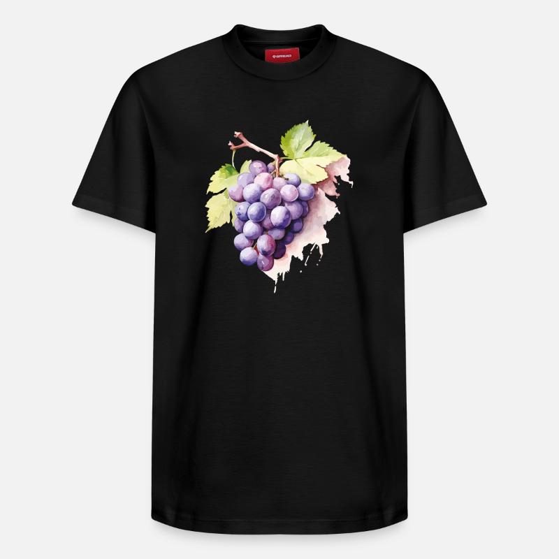 Grappe d’aquarelle de raisins - T-shirt unisexe décontracté en coton Supima – de SPREAD - noir