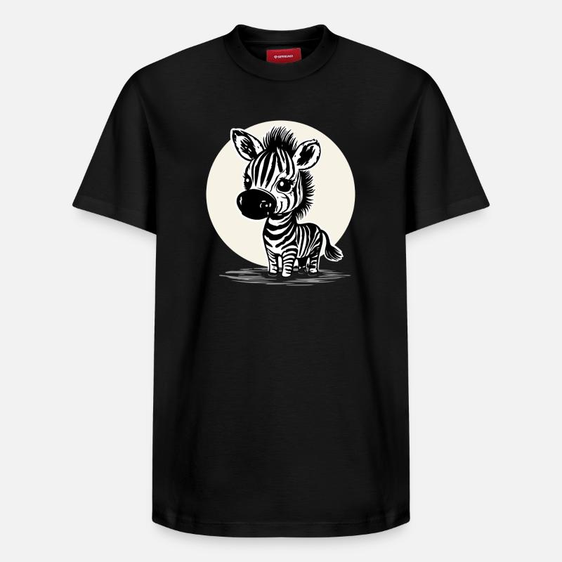 Zèbre mignon – Motif d’animal mignon - T-shirt unisexe décontracté en coton Supima – de SPREAD - noir