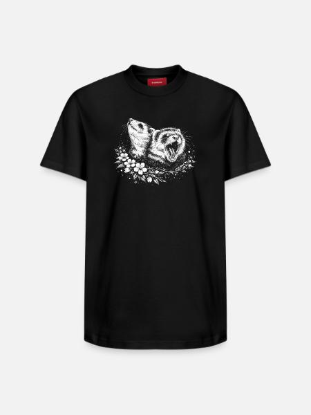 Frettchen im Blumenkreis - Relaxed Unisex Supima Cotton T-Shirt – von SPREAD - Schwarz