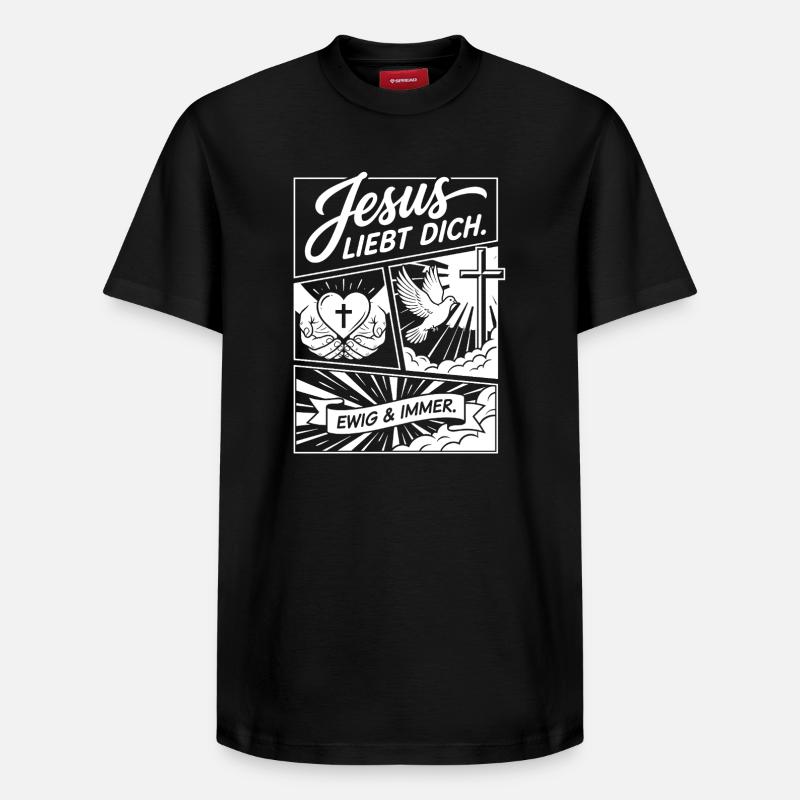 Collage Jésus t’aime - T-shirt unisexe décontracté en coton Supima – de SPREAD - noir