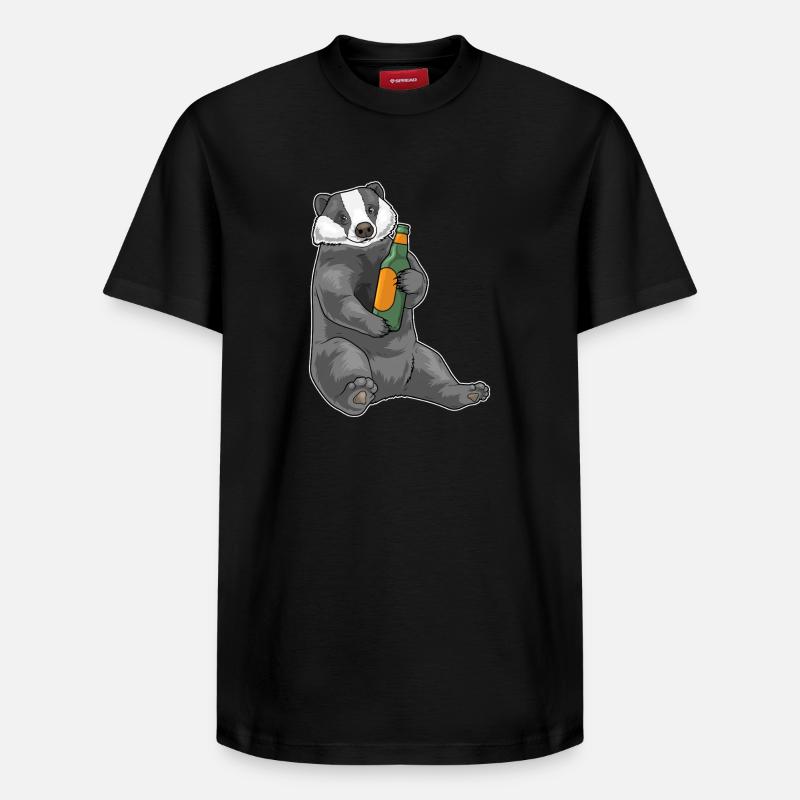 Dachs Flasche Bier - Relaxed Unisex Supima Cotton T-Shirt – von SPREAD - Schwarz