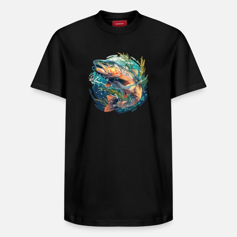 Saumon Saumon - T-shirt unisexe décontracté en coton Supima – de SPREAD - noir